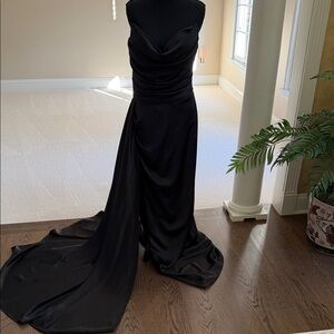 Tarik Ediz Strapless Black Gown